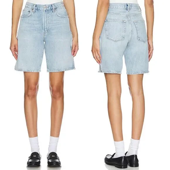 AGOLDE Vida Split Seam Denim Shorts Women’s Size 28 Light Wash Casual - Picture 1 of 6